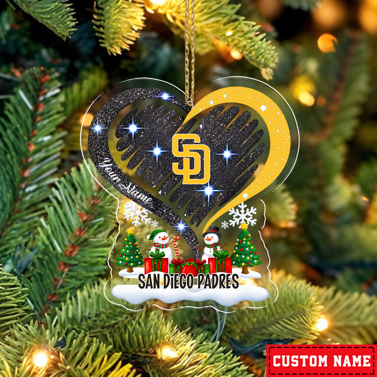 FINAL SALE - NEW CUSTOMIZED MLB18 SDP SAN DIEGO PADRES CHRISTMAS ACRYLIC ORNAMENT