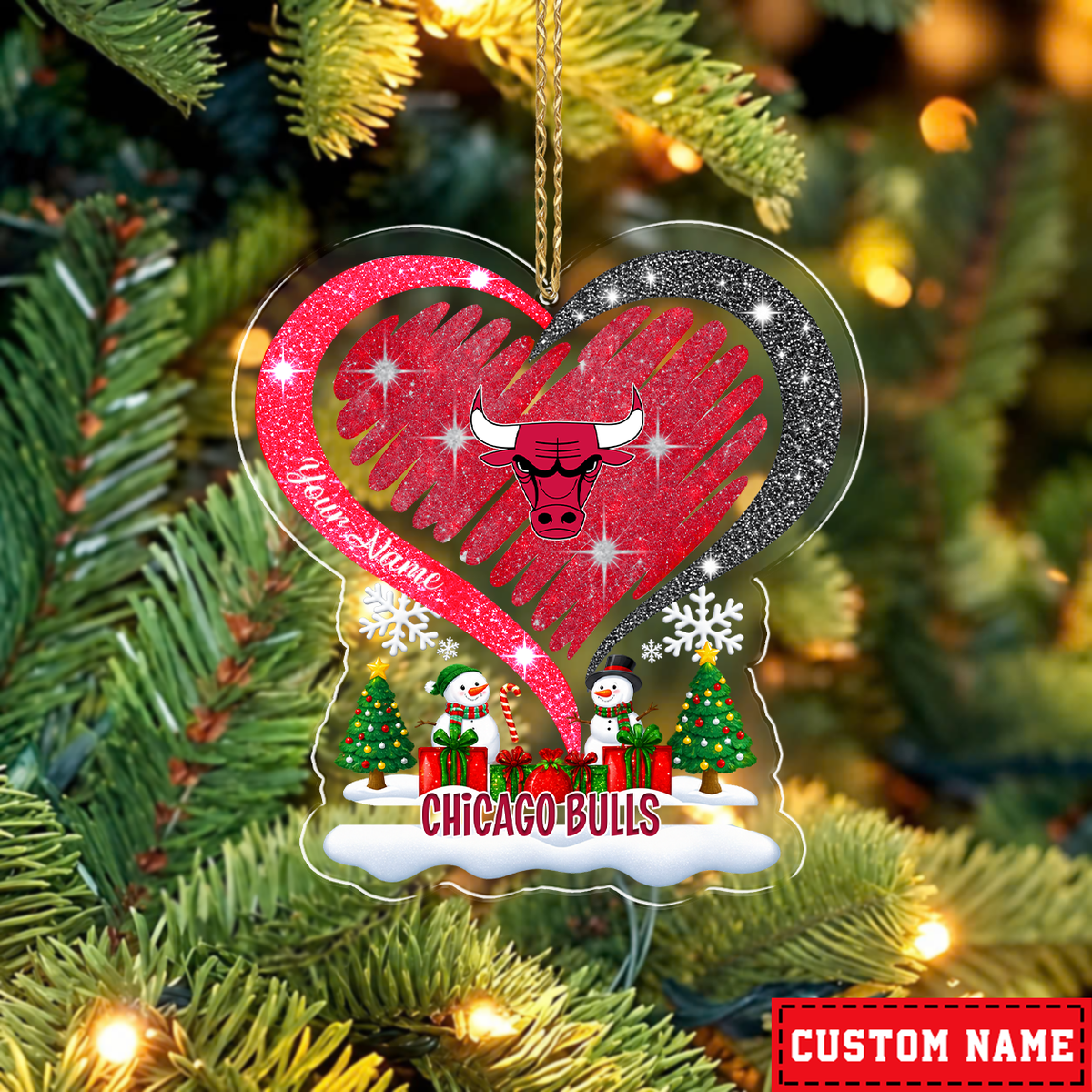 FLASH SALE - NEW CUSTOMIZED NBA19 CBU CHICAGO BULLS CHRISTMAS ACRYLIC ORNAMENT