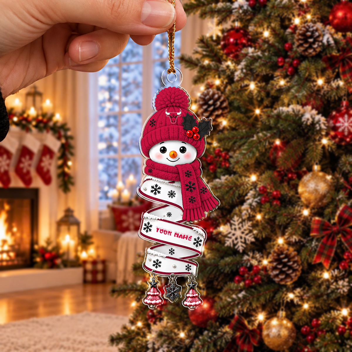 FINAL SALE - NEW CUSTOMIZED NBA19 CBU CHICAGO BULLS CHRISTMAS ACRYLIC ORNAMENT