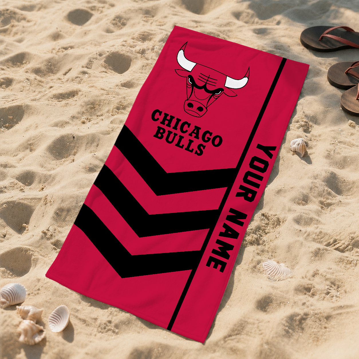 HOT DEAL - NEW CUSTOMIZED NBA19 CBU CHICAGO BULLS BEACH TOWEL FOR FAN