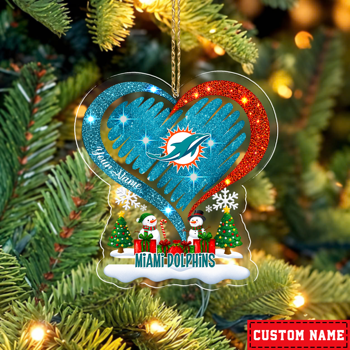 LIMITED EDITION - NEW CUSTOMIZED NFL19 MDP MIAMI DOLPHINS CHRISTMAS ACRYLIC ORNAMENT