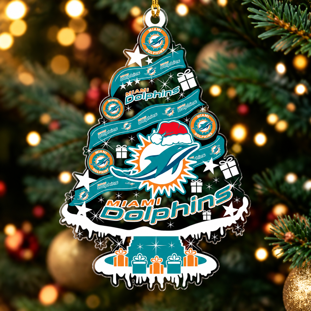 SPECIAL EDITION - NEW CUSTOMIZED NFL19 MDP MIAMI DOLPHINS CHRISTMAS ACRYLIC ORNAMENT