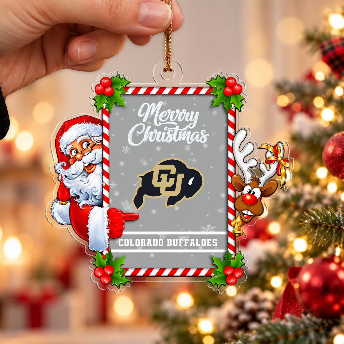 EXCLUSIVE EDITION - NEW CUSTOMIZED NCAA FBS20 CRB COLORADO BUFFALOES CHRISTMAS ACRYLIC ORNAMENT