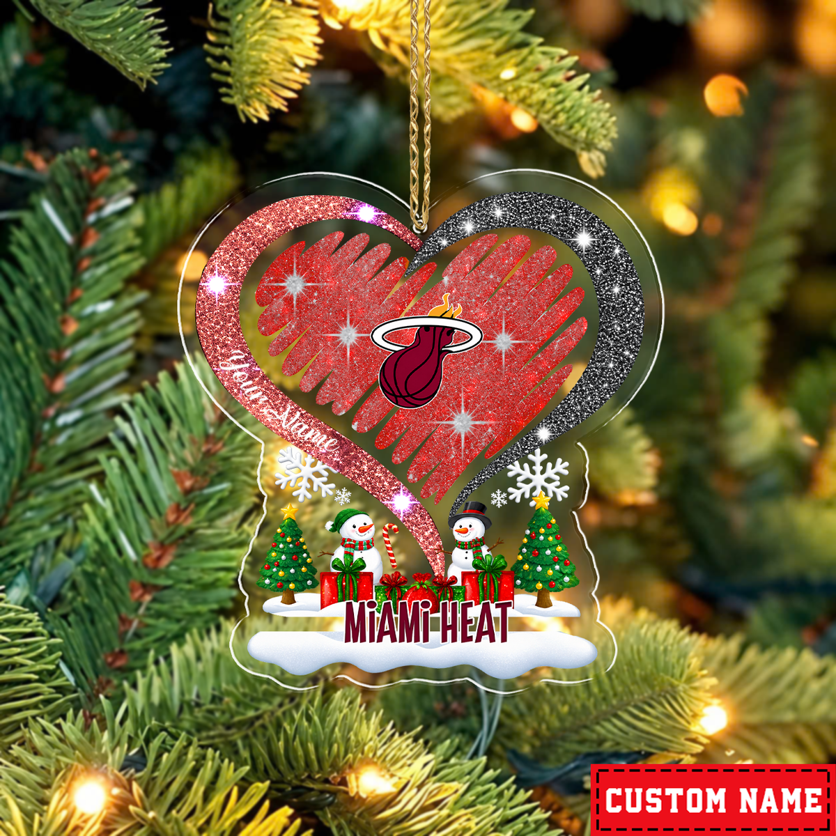 FLASH SALE - NEW CUSTOMIZED NBA20 MHE MIAMI HEAT CHRISTMAS ACRYLIC ORNAMENT