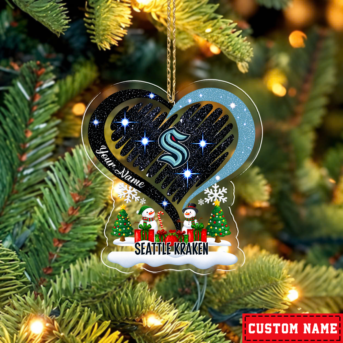 LIMITED EDITION - NEW CUSTOMIZED NHL20 STK SEATTLE KRAKEN CHRISTMAS ACRYLIC ORNAMENT