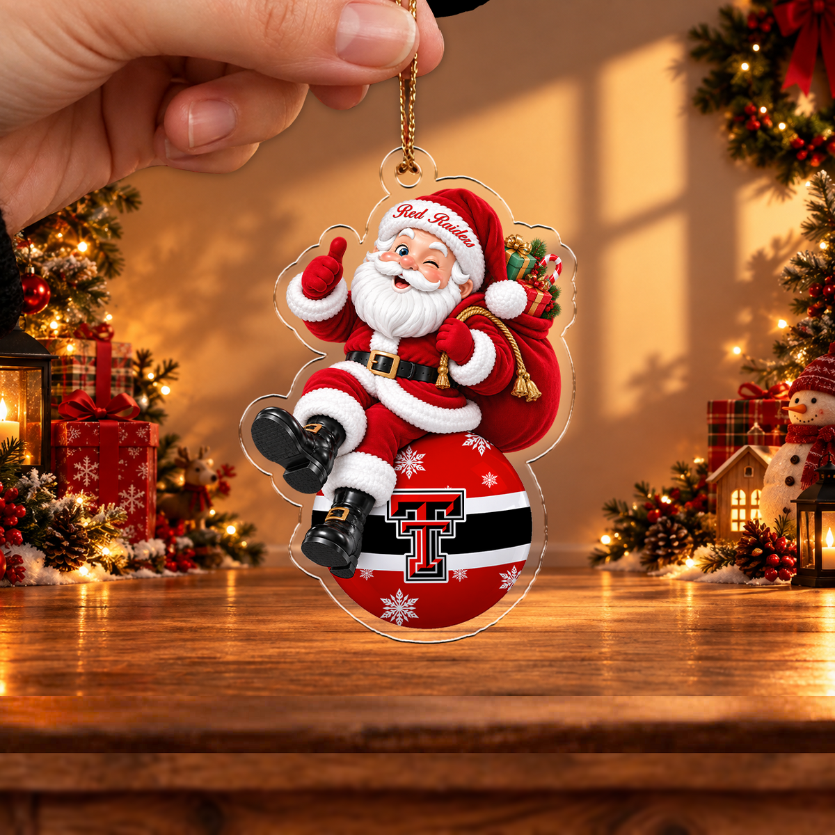 SPECIAL EDITION - NEW CUSTOMIZED NCAA CWS20 TRR TEXAS TECH RED RAIDERS CHRISTMAS ACRYLIC ORNAMENT