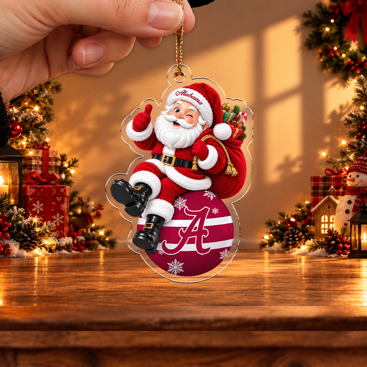 SPECIAL EDITION - NEW CUSTOMIZED NCAA CWS21 ABC ALABAMA CRIMSON TIDE CHRISTMAS ACRYLIC ORNAMENT