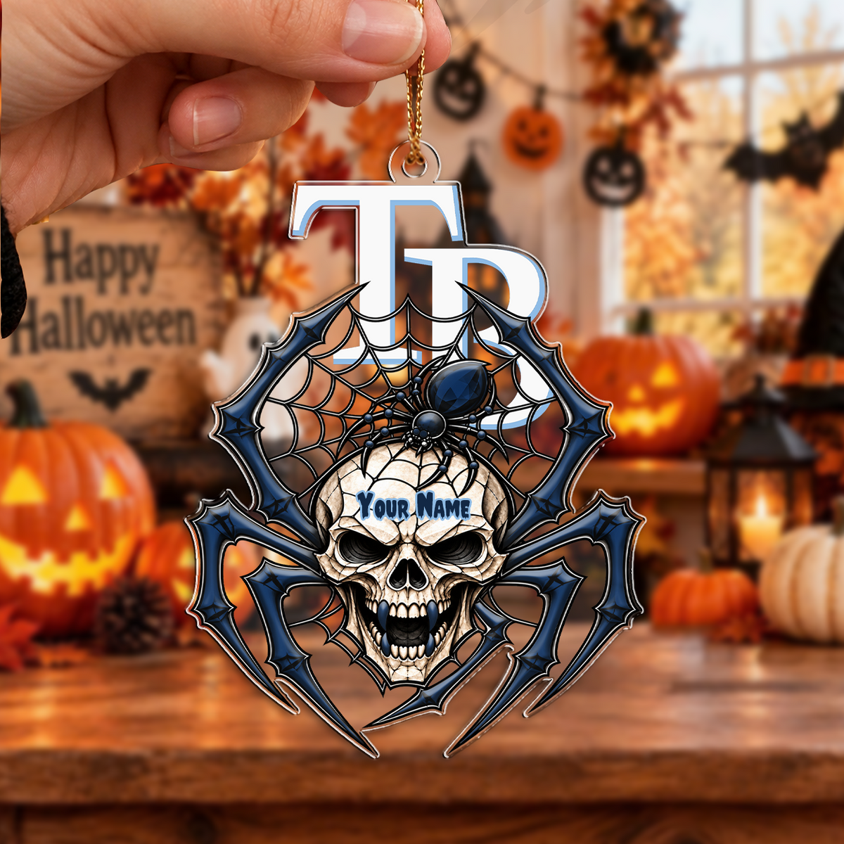 FINAL SALE - NEW CUSTOMIZED MLB21 TBR TAMPA BAY RAYS HALLOWEEN ACRYLIC ORNAMENT