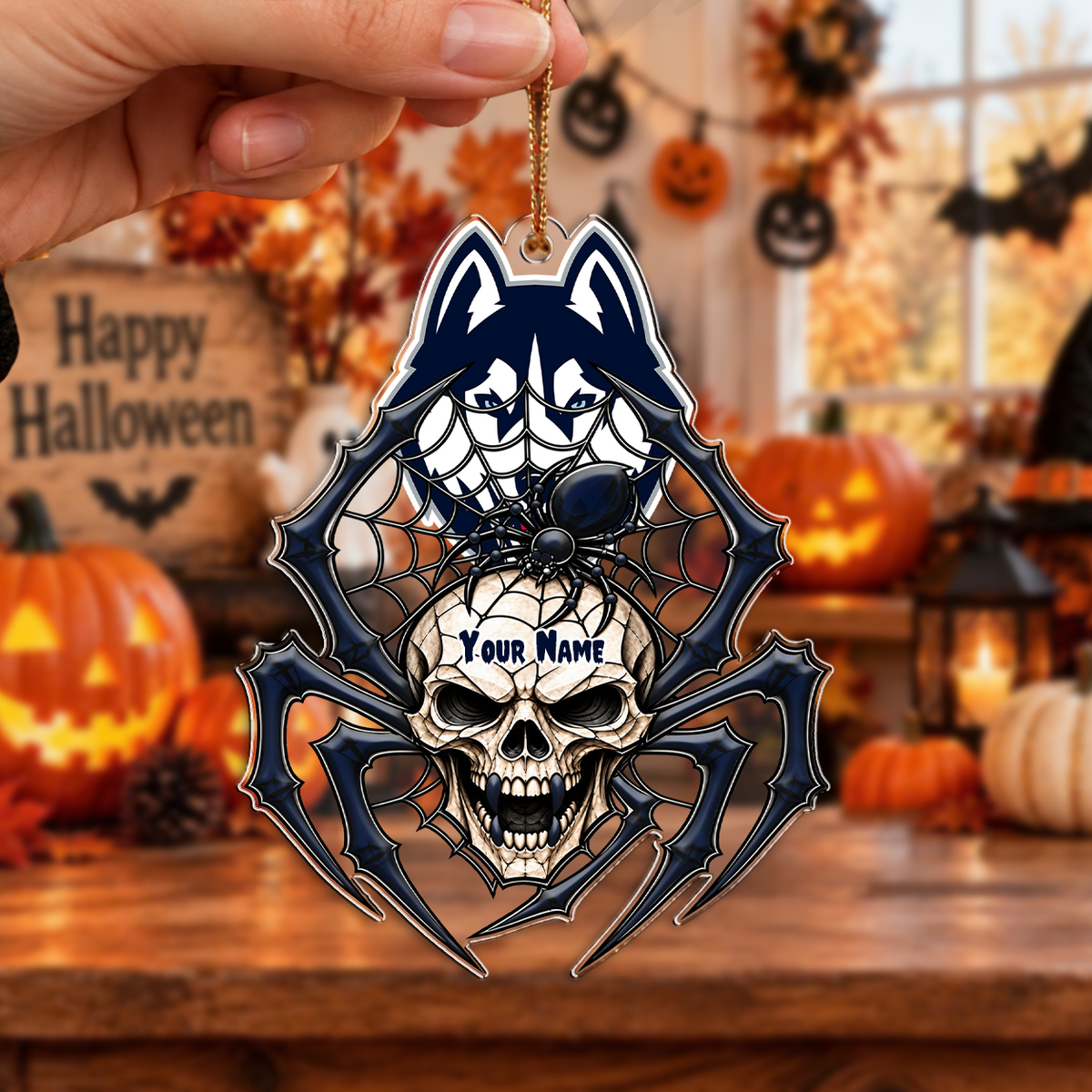 FINAL SALE - NEW CUSTOMIZED NCAA MAM21 UCH UCONN HUSKIES HALLOWEEN ACRYLIC ORNAMENT