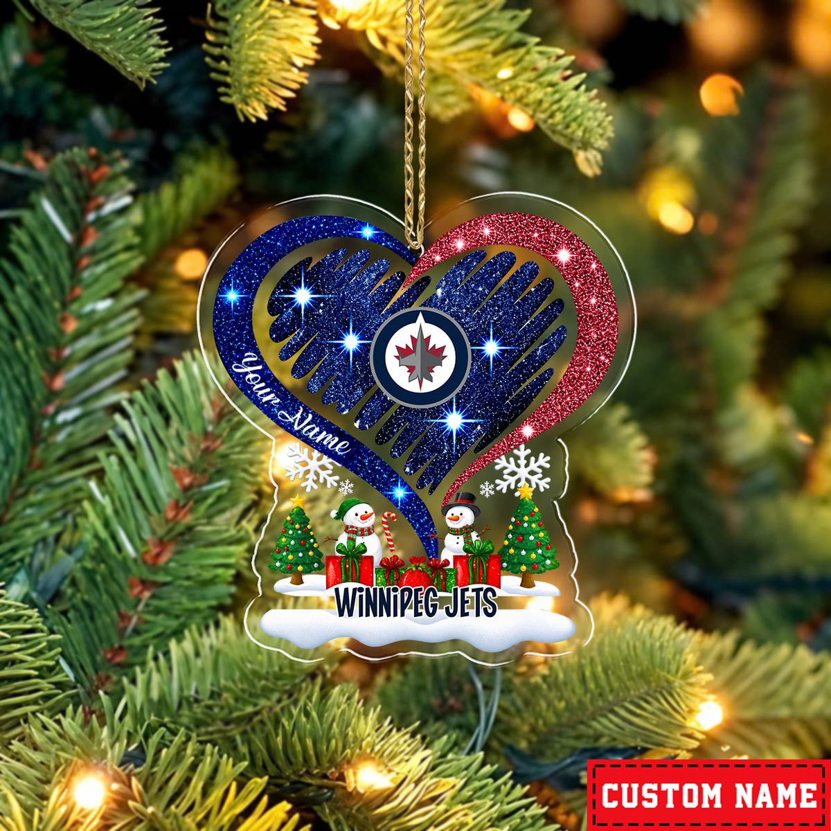 LIMITED EDITION - NEW CUSTOMIZED NHL21 WPJ WINNIPEG JETS CHRISTMAS ACRYLIC ORNAMENT