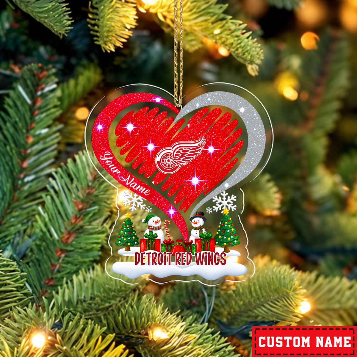 LIMITED EDITION - NEW CUSTOMIZED NHL22 DRW DETROIT RED WINGS CHRISTMAS ACRYLIC ORNAMENT