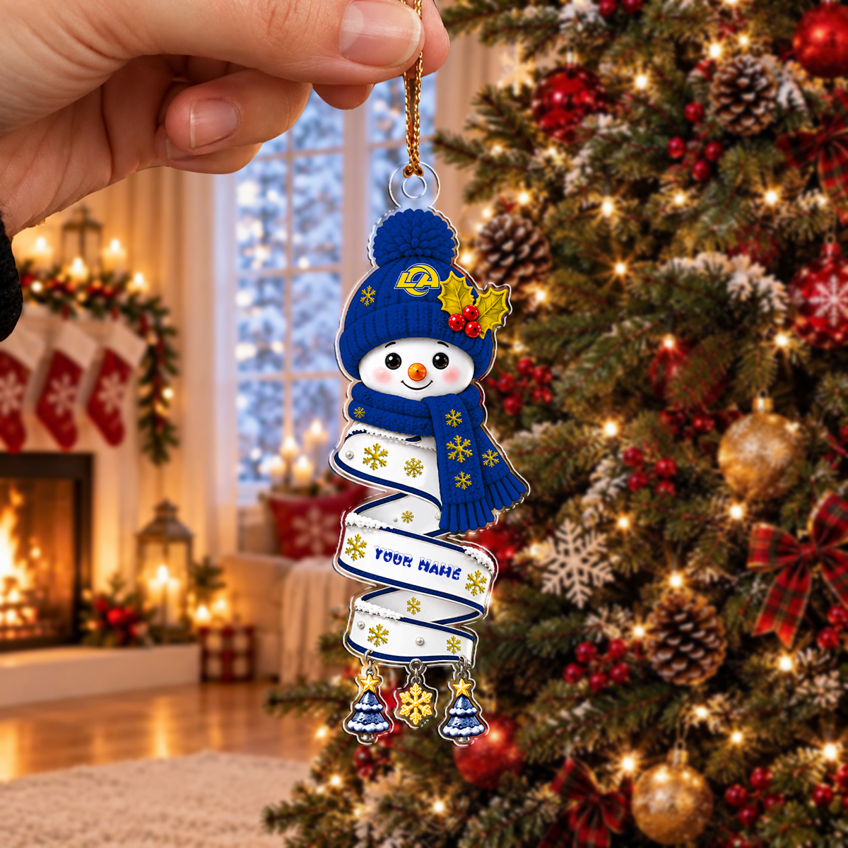 FINAL SALE - NEW CUSTOMIZED NFL22 LAR LOS ANGELES RAMS CHRISTMAS ACRYLIC ORNAMENT