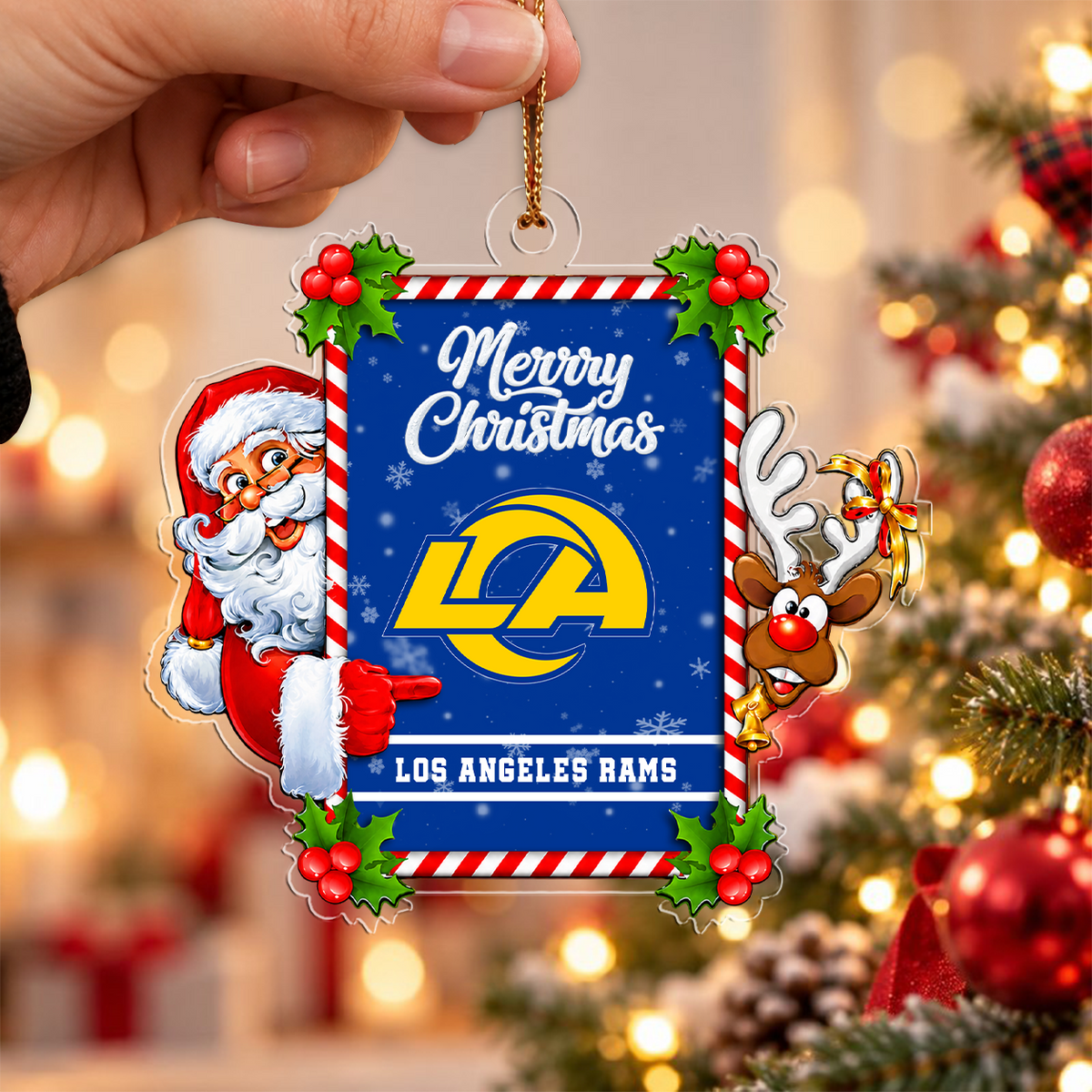 FINAL SALE - NEW CUSTOMIZED NFL22 LAR LOS ANGELES RAMS CHRISTMAS ACRYLIC ORNAMENT