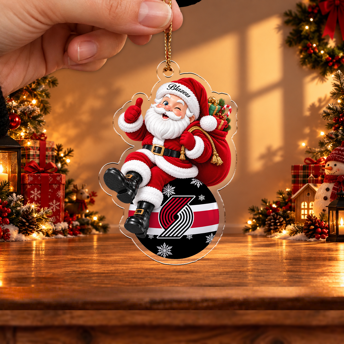 VIRAL EDITION - NEW CUSTOMIZED NBA22 PTB PORTLAND TRAIL BLAZERS CHRISTMAS ACRYLIC ORNAMENT