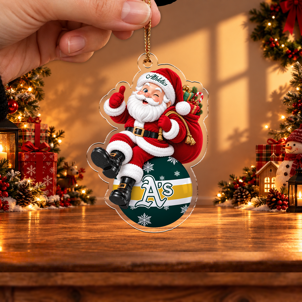 FLASH SALE - NEW CUSTOMIZED MLB23 OAS OAKLAND ATHLETICS CHRISTMAS ACRYLIC ORNAMENT