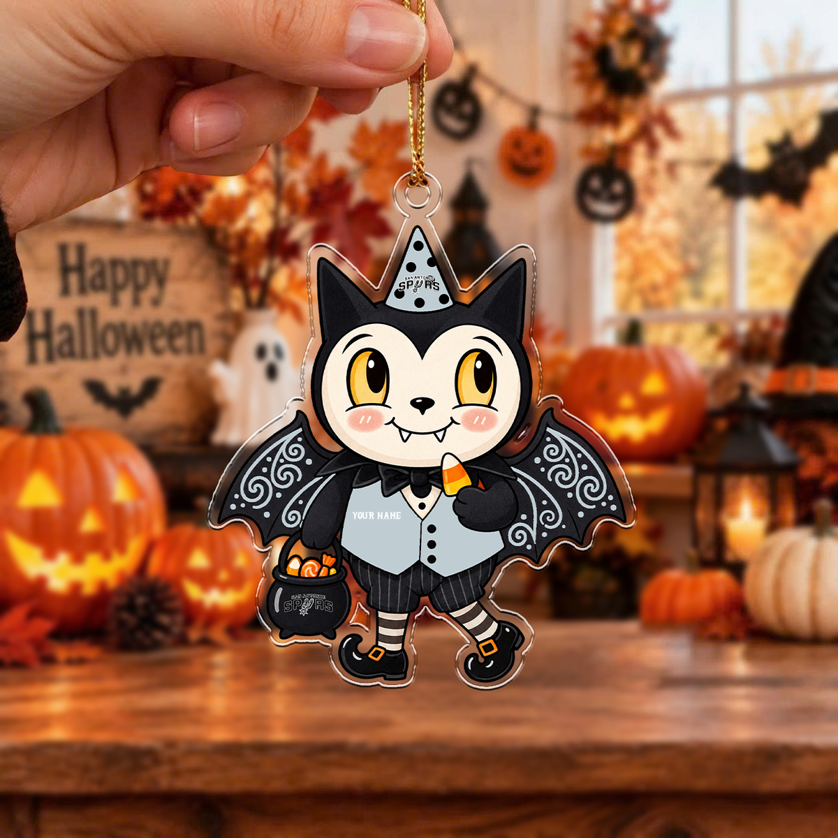 SPECIAL EDITION - NEW CUSTOMIZED NBA23 SAS SAN ANTONIO SPURS HALLOWEEN ACRYLIC ORNAMENT