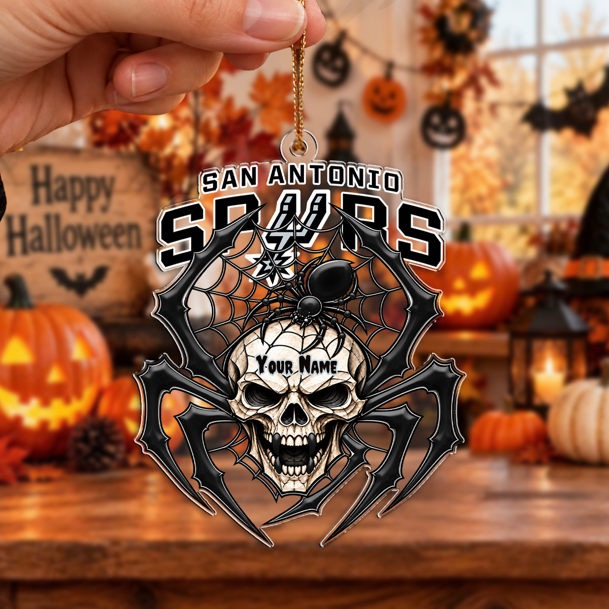 VIRAL EDITION - NEW CUSTOMIZED NBA23 SAS SAN ANTONIO SPURS HALLOWEEN ACRYLIC ORNAMENT