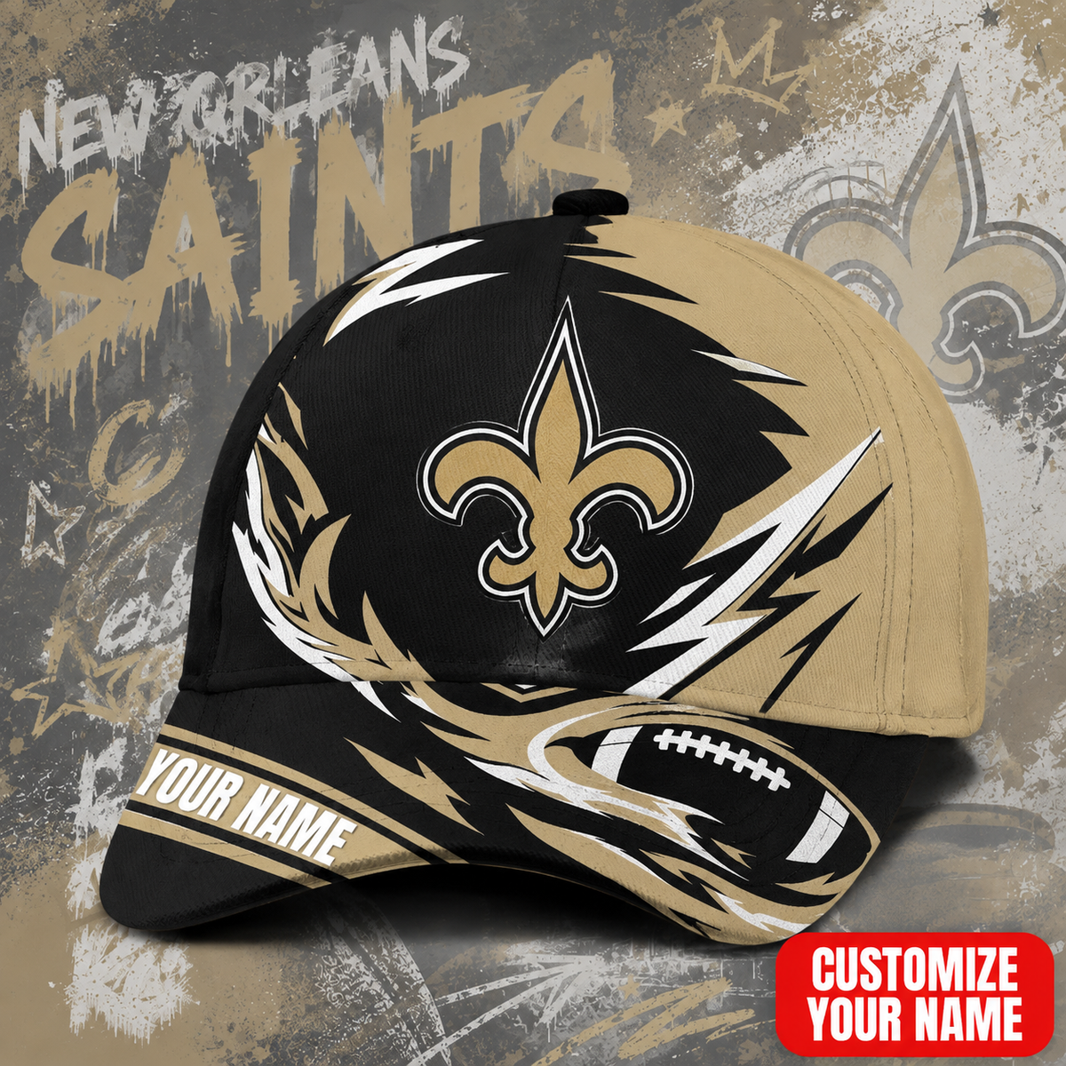 EXCLUSIVE EDITION - NEW CUSTOMIZED NFL24 NOS NEW ORLEANS SAINTS CLASSIC CAP