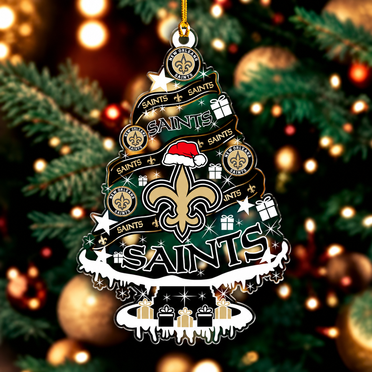 SPECIAL EDITION - NEW CUSTOMIZED NFL24 NOS NEW ORLEANS SAINTS CHRISTMAS ACRYLIC ORNAMENT