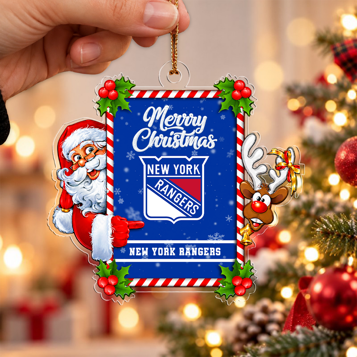 VIRAL EDITION - NEW CUSTOMIZED NHL24 NYR NEW YORK RANGERS CHRISTMAS ACRYLIC ORNAMENT
