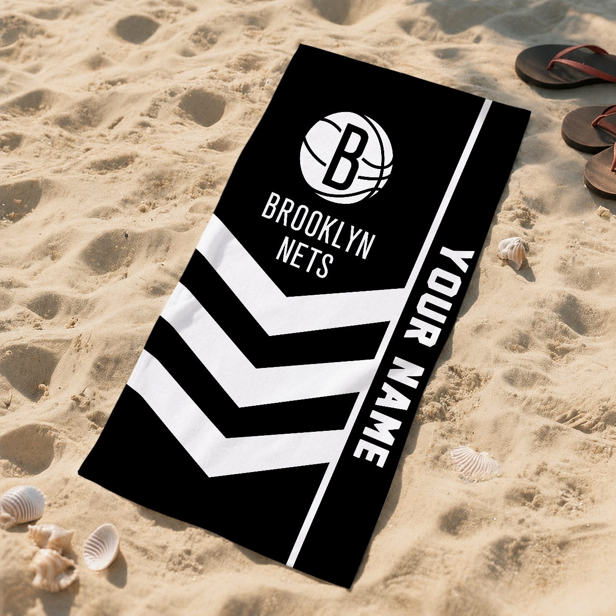 HOT DEAL - NEW CUSTOMIZED NBA25 BNE BROOKLYN NETS BEACH TOWEL FOR FAN