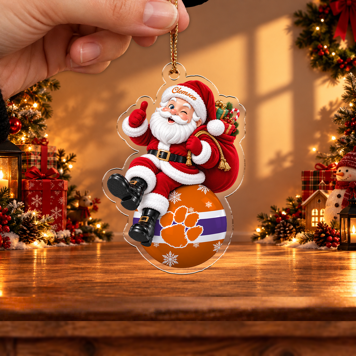 SPECIAL EDITION - NEW CUSTOMIZED NCAA CWS25 CST CLEMSON TIGERS CHRISTMAS ACRYLIC ORNAMENT