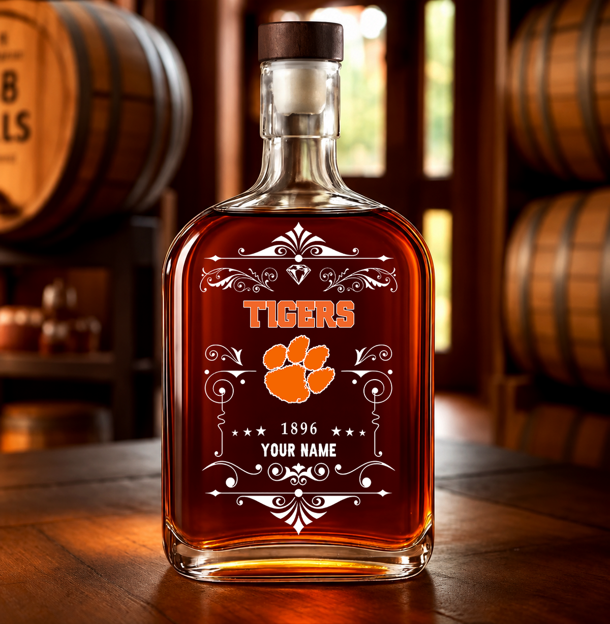 EXCLUSIVE EDITION - NEW CUSTOMIZED NCAA CWS25 CST CLEMSON TIGERS LUXURY WHISKEY BOTTLE 450ML