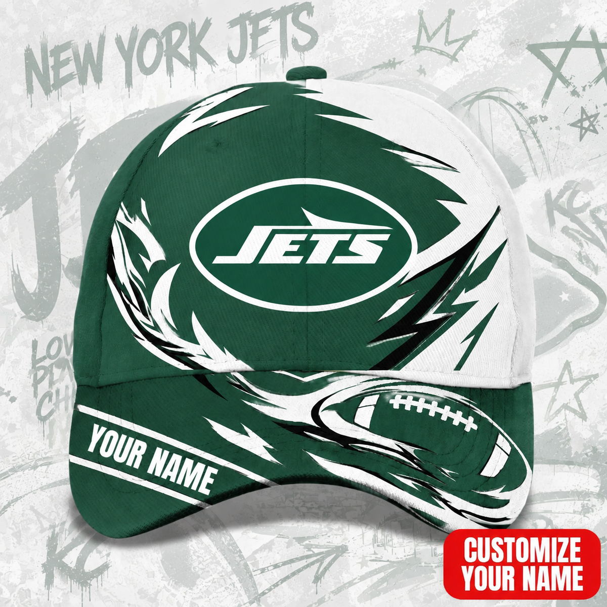 EXCLUSIVE EDITION - NEW CUSTOMIZED NFL25 NYJ NEW YORK JETS CLASSIC CAP