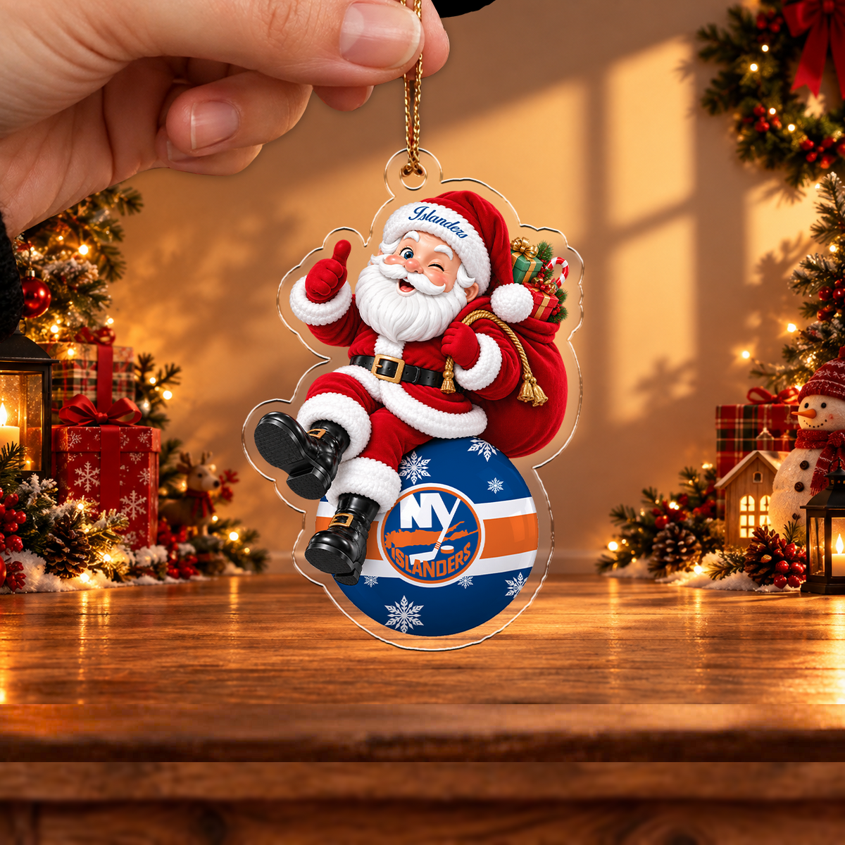FINAL SALE - NEW CUSTOMIZED NHL25 NYI NEW YORK ISLANDERS CHRISTMAS ACRYLIC ORNAMENT