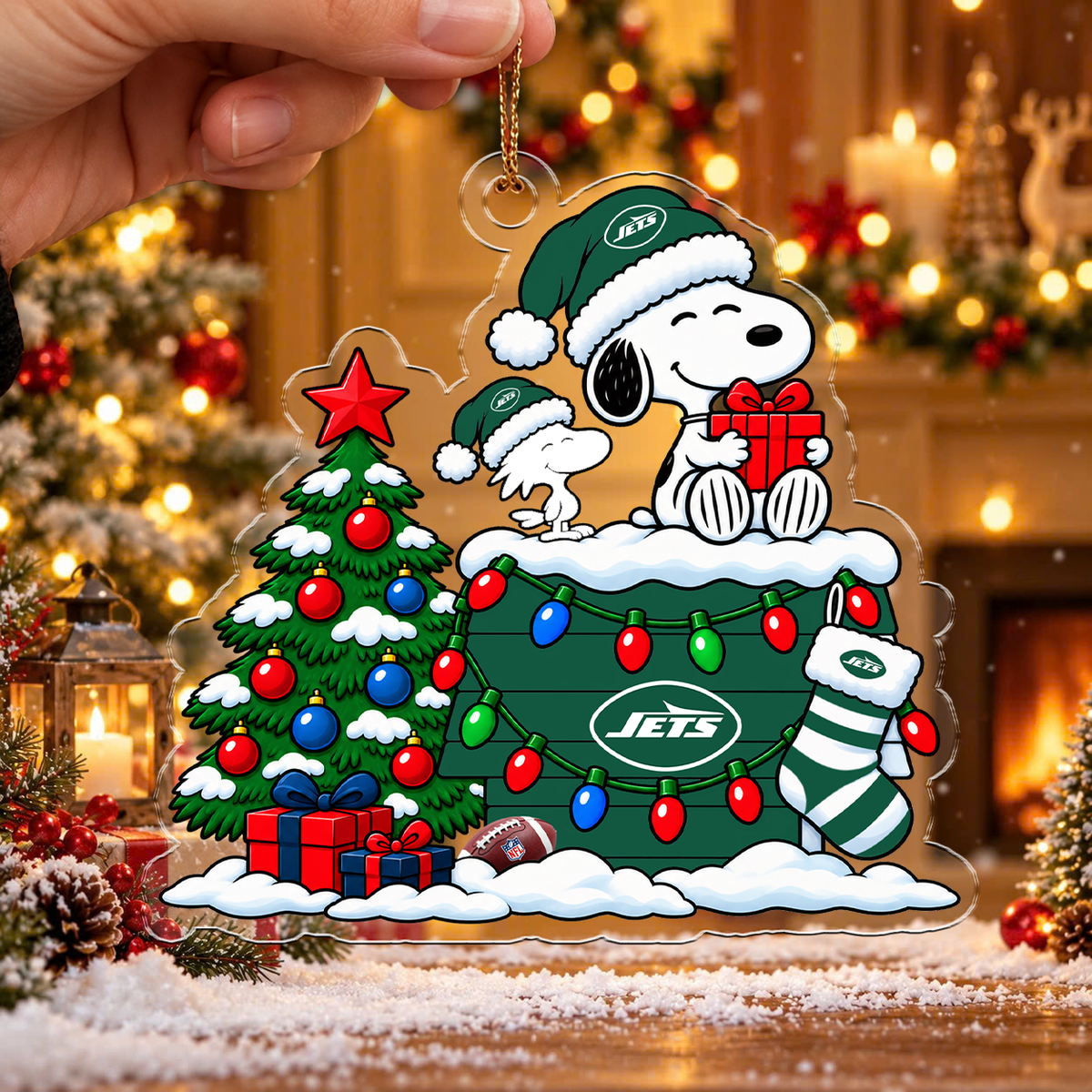 HOT DEAL - NEW CUSTOMIZED NFL25 NYJ NEW YORK JETS CHRISTMAS ACRYLIC ORNAMENT