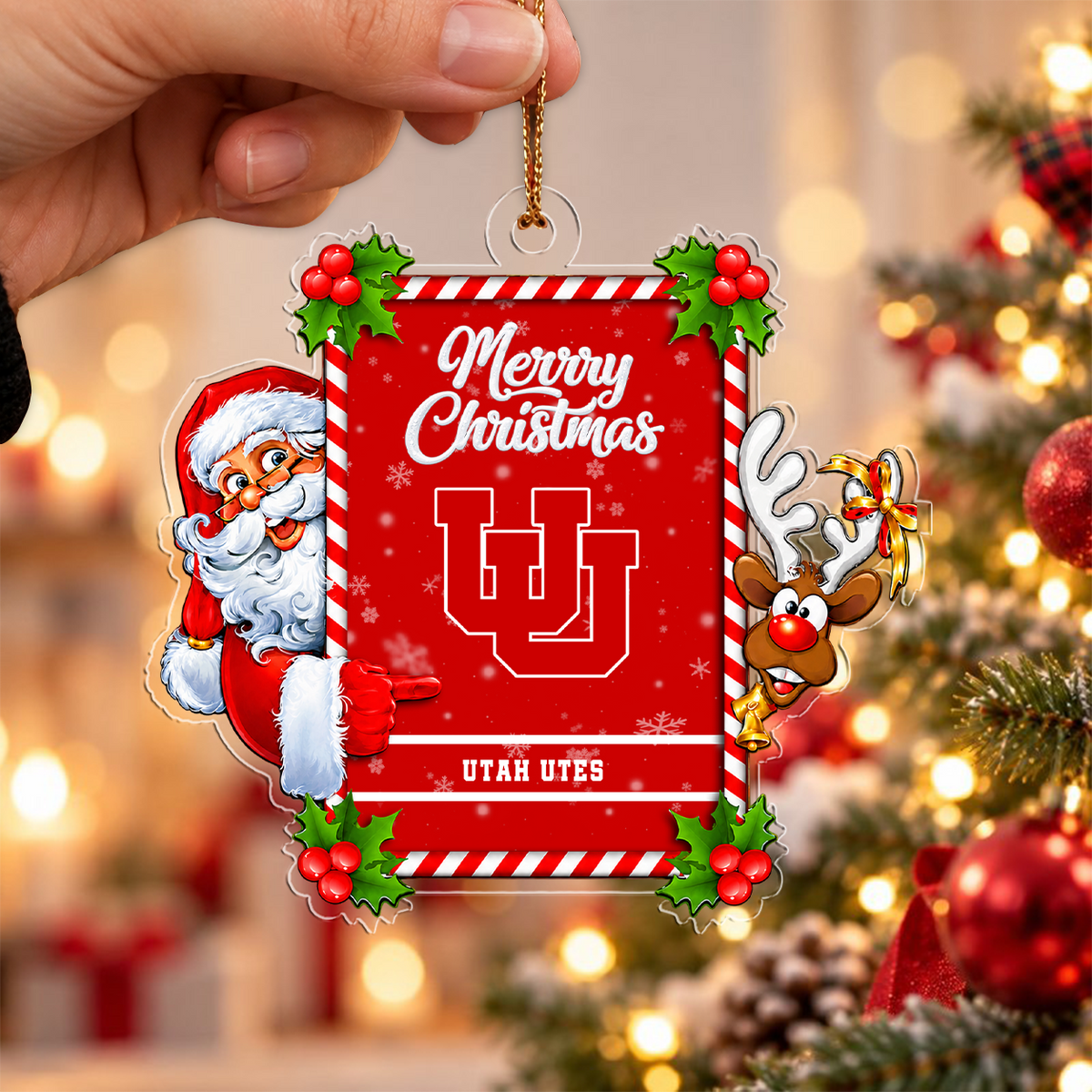 EXCLUSIVE EDITION - NEW CUSTOMIZED NCAA FBS25 UTU UTAH UTES CHRISTMAS ACRYLIC ORNAMENT