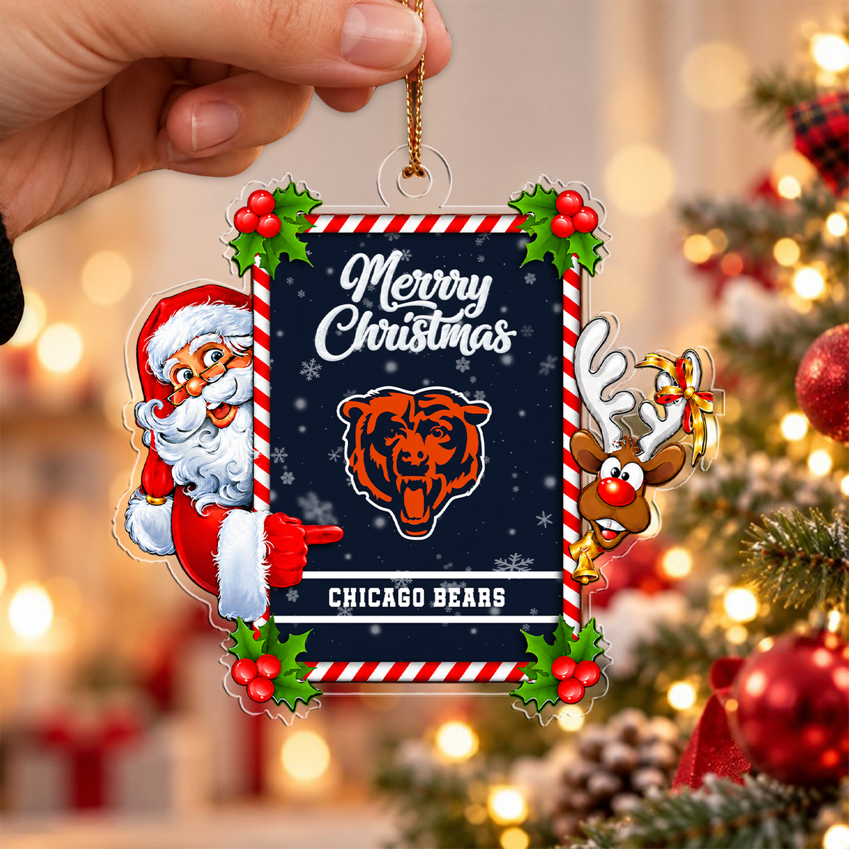FINAL SALE - NEW CUSTOMIZED NFL26 CCB CHICAGO BEARS CHRISTMAS ACRYLIC ORNAMENT