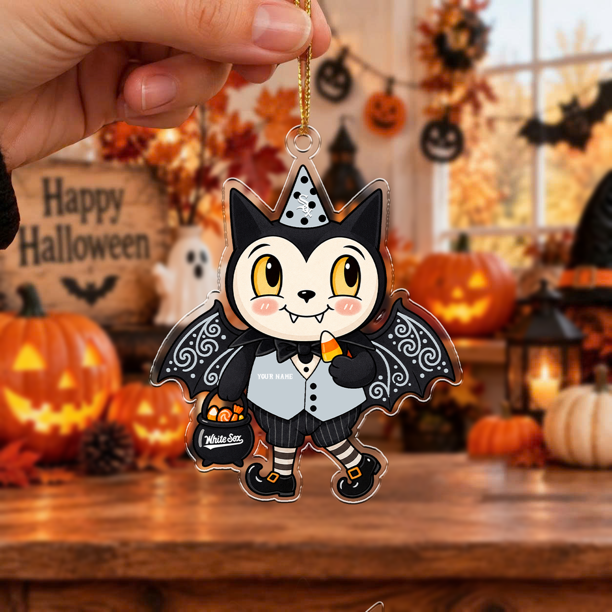 SPECIAL EDITION - NEW CUSTOMIZED MLB26 CWS CHICAGO WHITE SOX HALLOWEEN ACRYLIC ORNAMENT