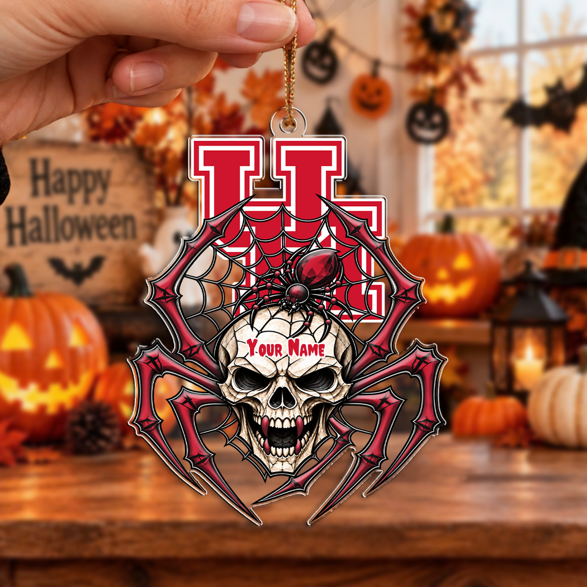 FINAL SALE - NEW CUSTOMIZED NCAA MAM26 HOC HOUSTON COUGARS HALLOWEEN ACRYLIC ORNAMENT