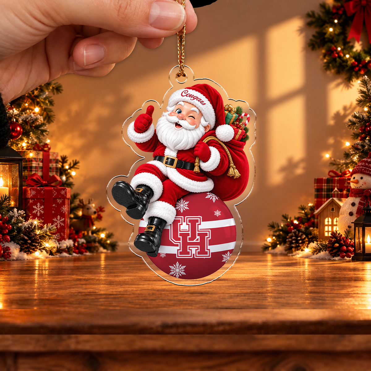 FLASH SALE - NEW CUSTOMIZED NCAA MAM26 HOC HOUSTON COUGARS HALLOWEEN ACRYLIC ORNAMENT