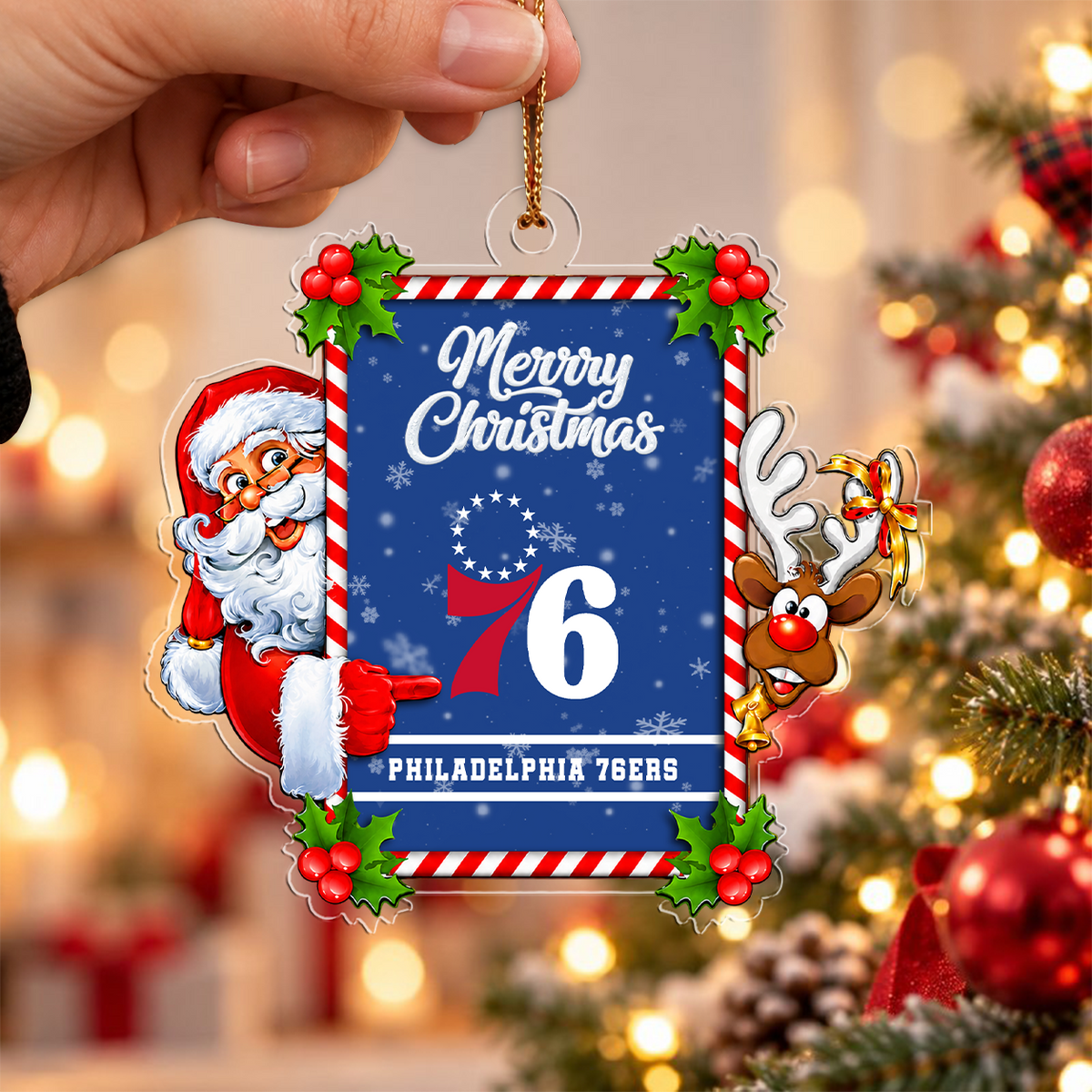 VIRAL EDITION - NEW CUSTOMIZED NBA26 P76 PHILADELPHIA 76ERS CHRISTMAS ACRYLIC ORNAMENT