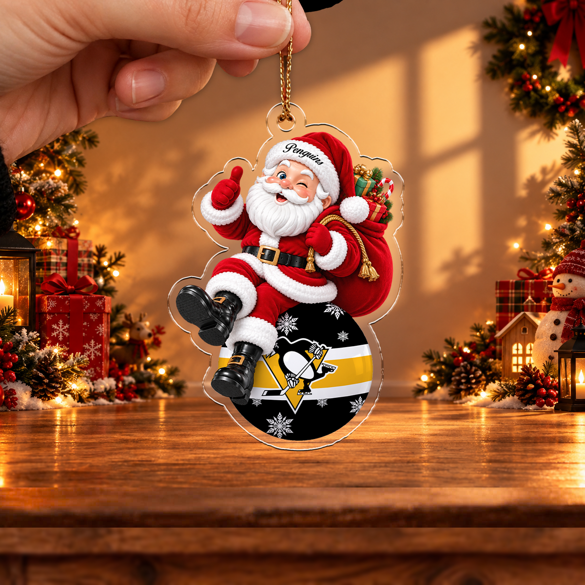 FINAL SALE - NEW CUSTOMIZED NHL26 PBP PITTSBURGH PENGUINS CHRISTMAS ACRYLIC ORNAMENT