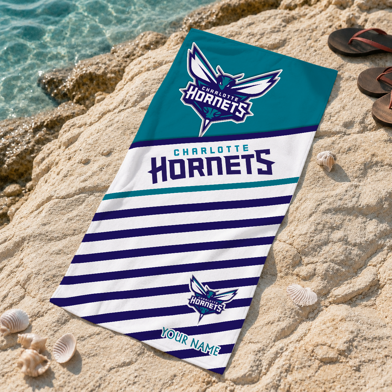 FINAL SALE - NEW CUSTOMIZED NBA27 CHO CHARLOTTE HORNETS BEACH TOWEL FOR FAN
