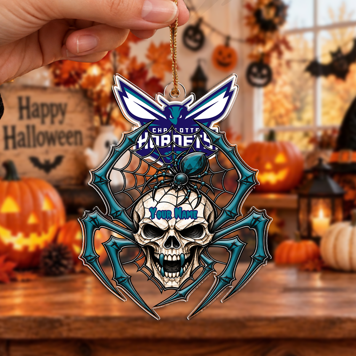 VIRAL EDITION - NEW CUSTOMIZED NBA27 CHO CHARLOTTE HORNETS HALLOWEEN ACRYLIC ORNAMENT
