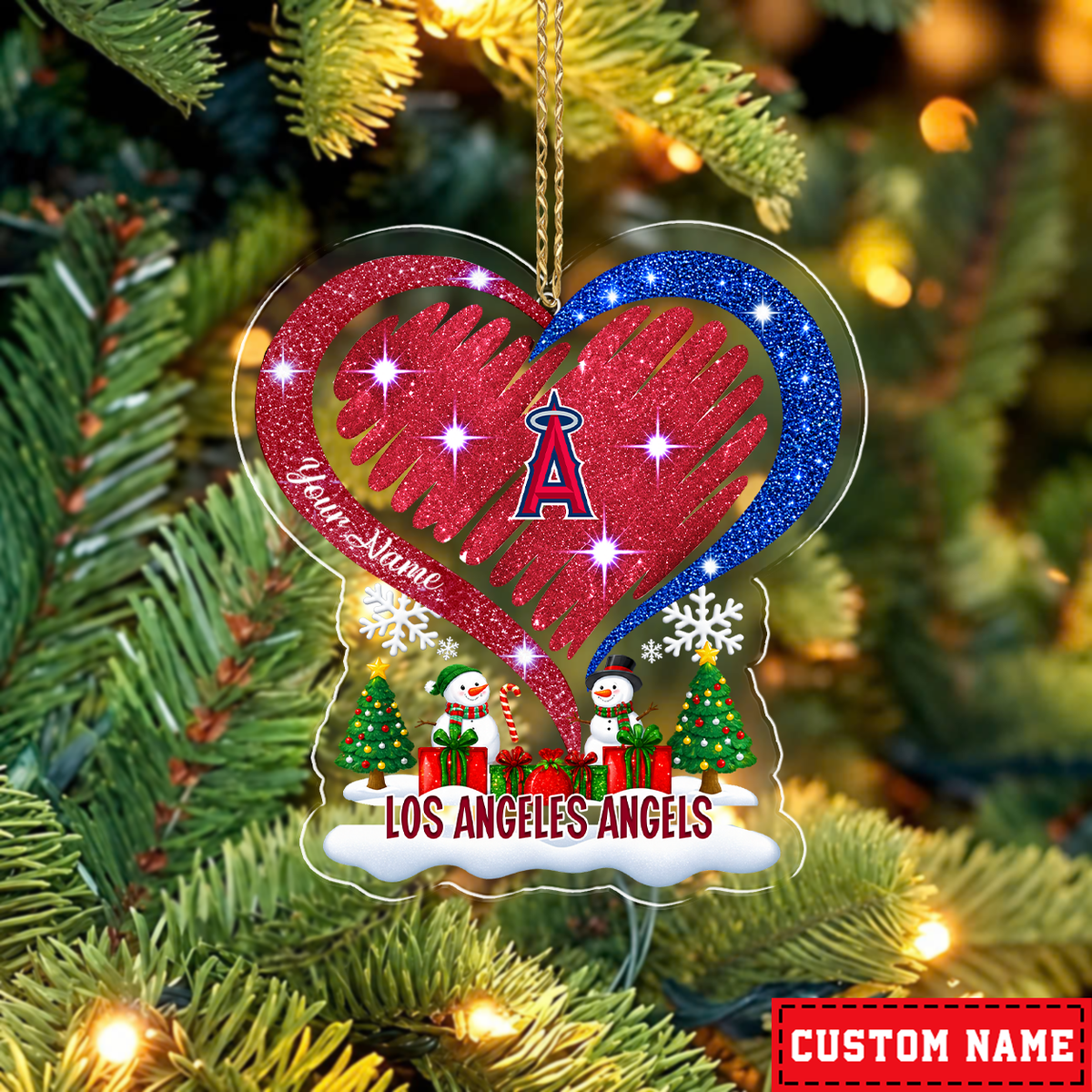 FINAL SALE - NEW CUSTOMIZED MLB27 LAA LOS ANGELES ANGELS CHRISTMAS ACRYLIC ORNAMENT