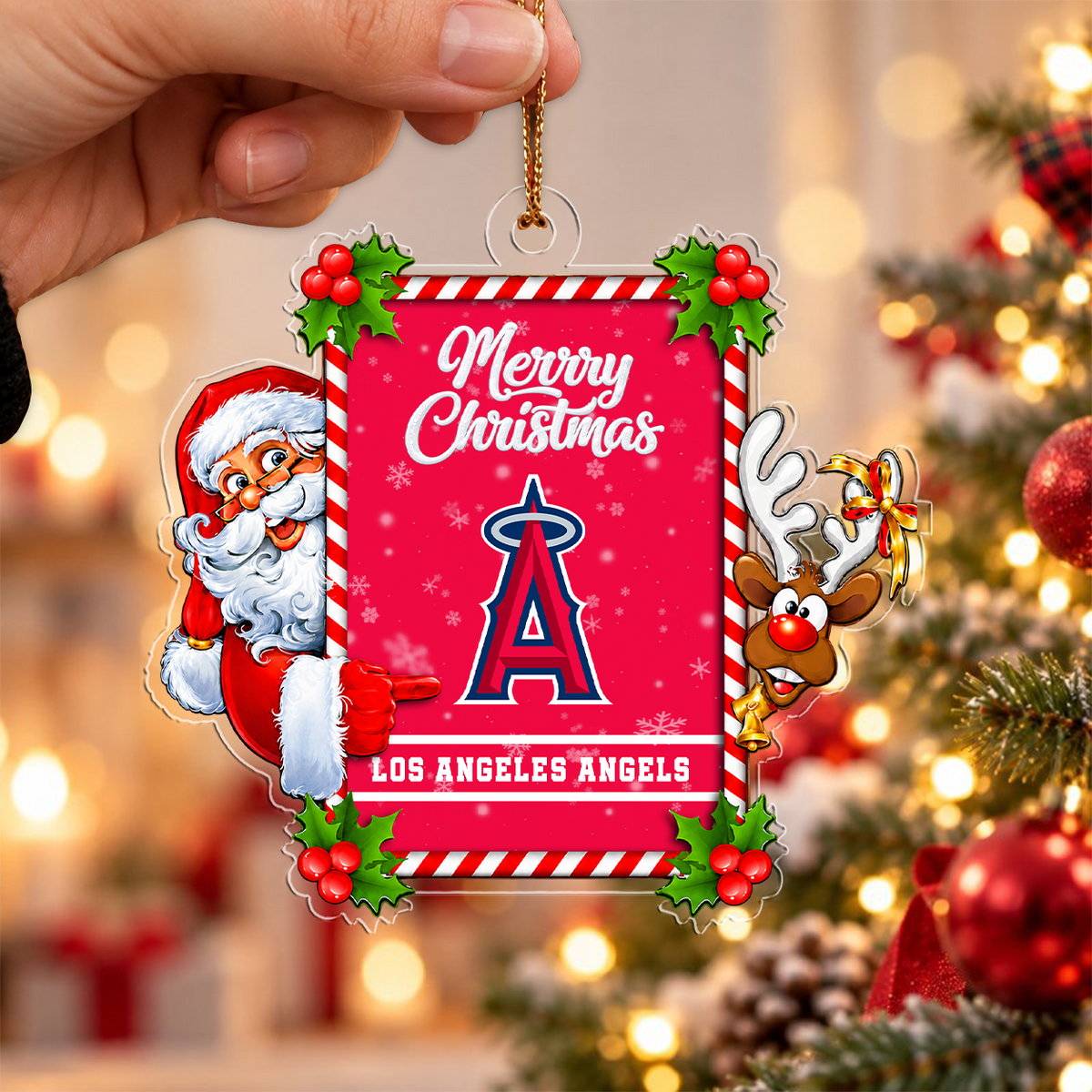 VIRAL EDITION - NEW CUSTOMIZED MLB27 LAA LOS ANGELES ANGELS CHRISTMAS ACRYLIC ORNAMENT
