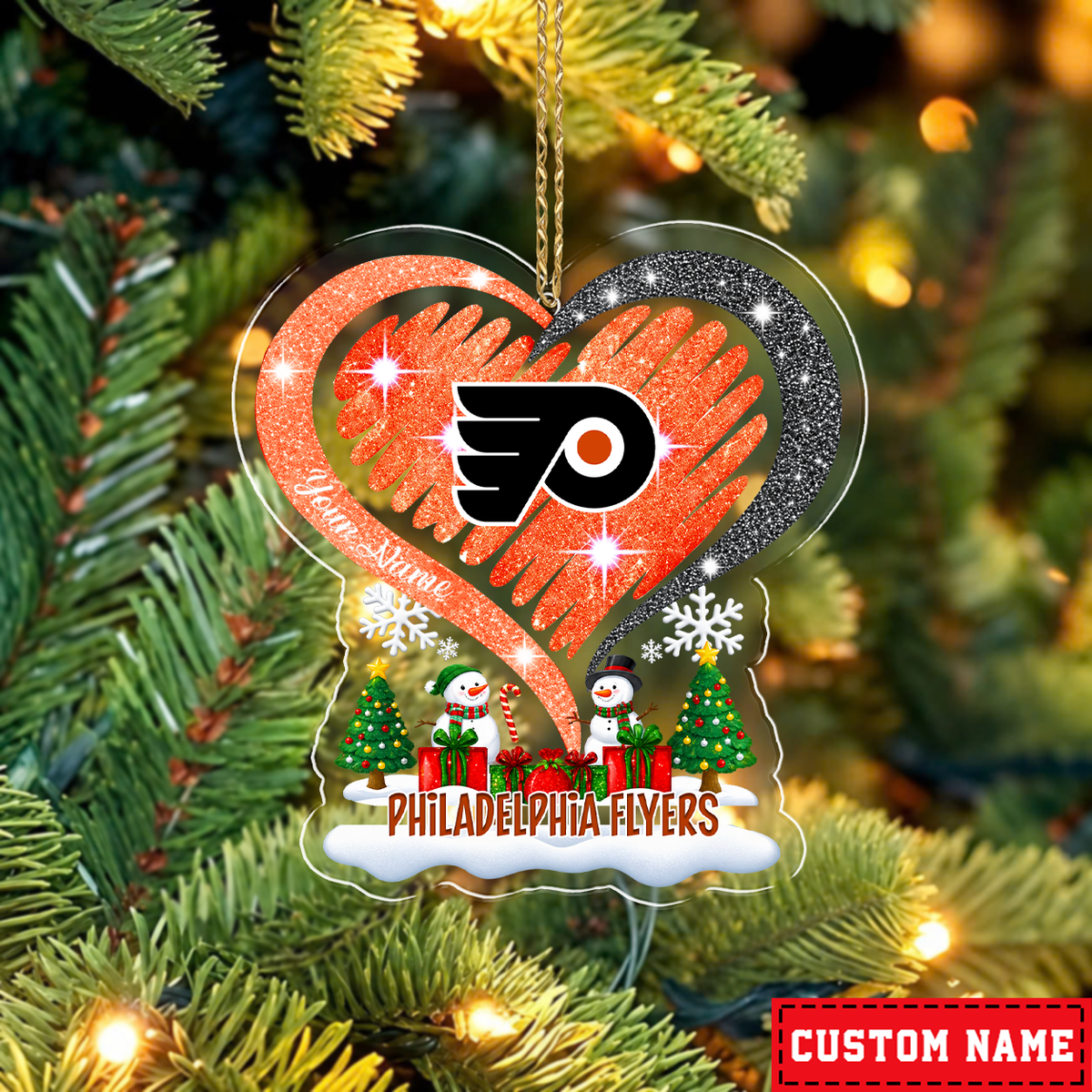 LIMITED EDITION - NEW CUSTOMIZED NHL27 PPF PHILADELPHIA FLYERS CHRISTMAS ACRYLIC ORNAMENT