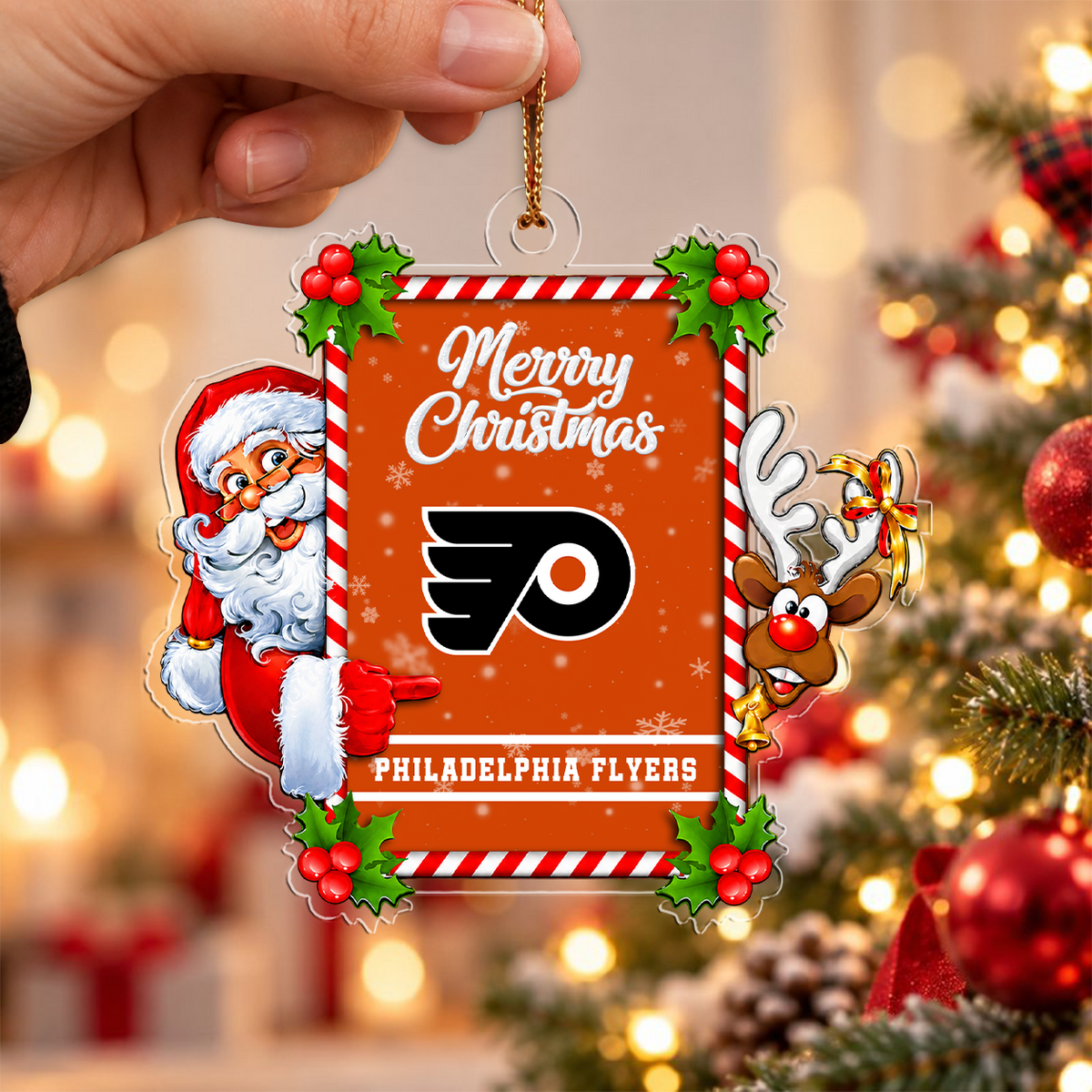 VIRAL EDITION - NEW CUSTOMIZED NHL27 PPF PHILADELPHIA FLYERS CHRISTMAS ACRYLIC ORNAMENT