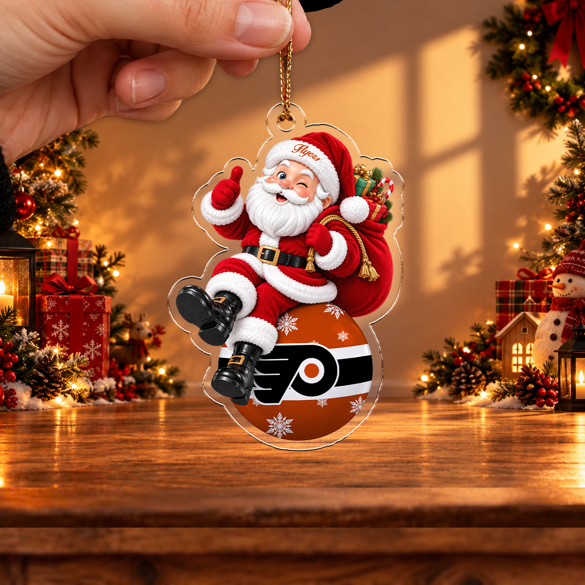 FINAL SALE - NEW CUSTOMIZED NHL27 PPF PHILADELPHIA FLYERS CHRISTMAS ACRYLIC ORNAMENT
