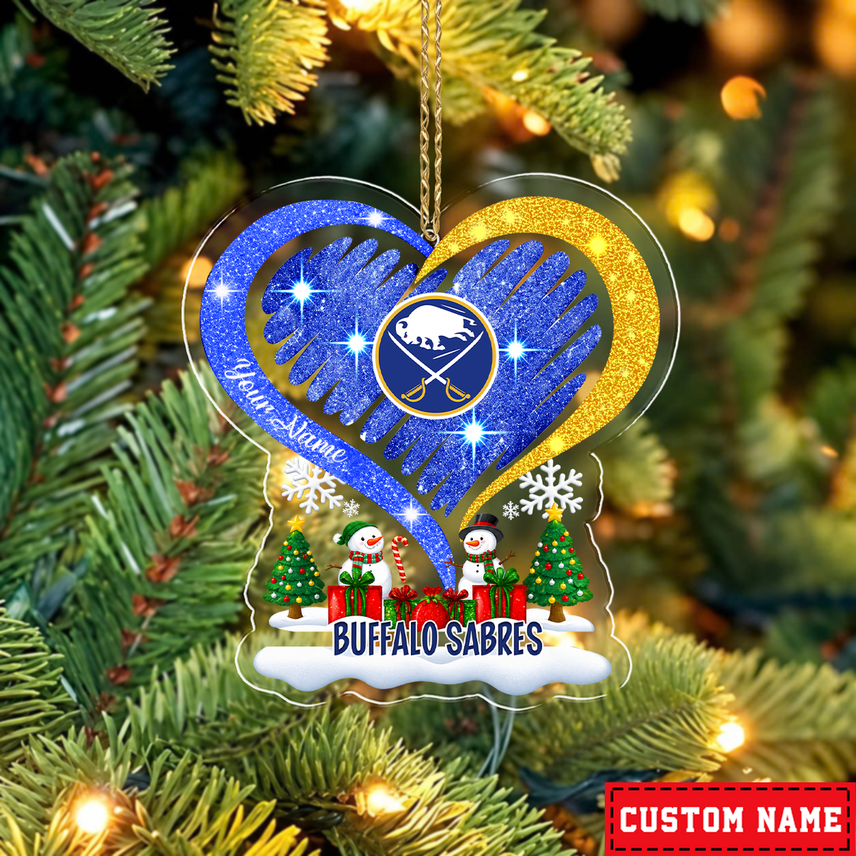LIMITED EDITION - NEW CUSTOMIZED NHL28 BFS BUFFALO SABRES CHRISTMAS ACRYLIC ORNAMENT
