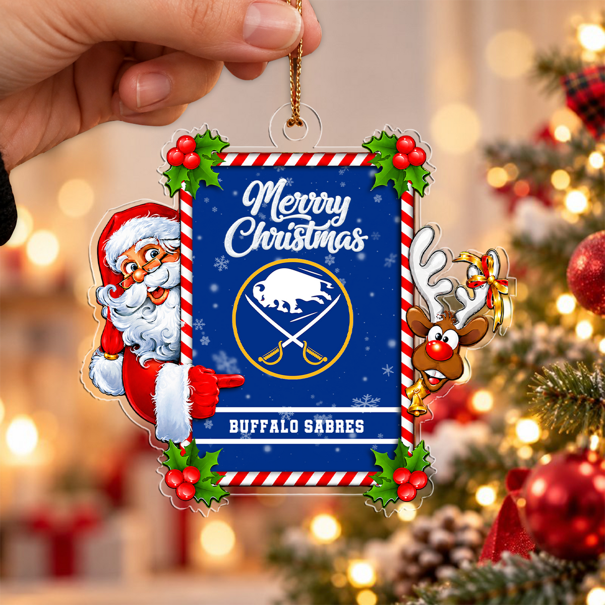 VIRAL EDITION - NEW CUSTOMIZED NHL28 BFS BUFFALO SABRES CHRISTMAS ACRYLIC ORNAMENT