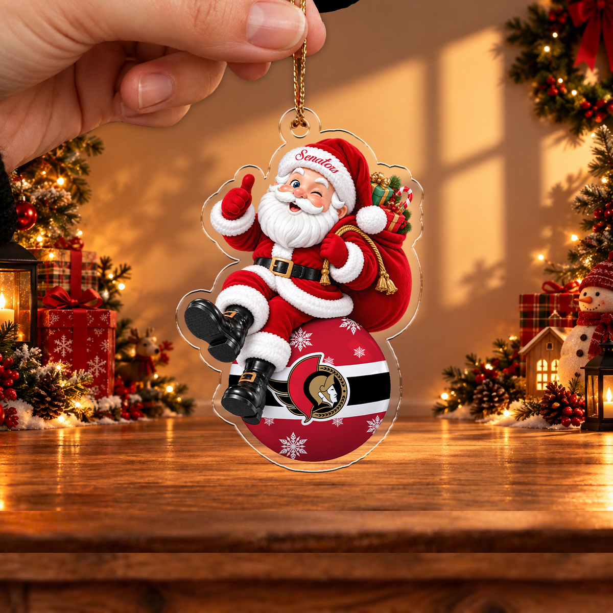 FINAL SALE - NEW CUSTOMIZED NHL29 OSN OTTAWA SENATORS CHRISTMAS ACRYLIC ORNAMENT