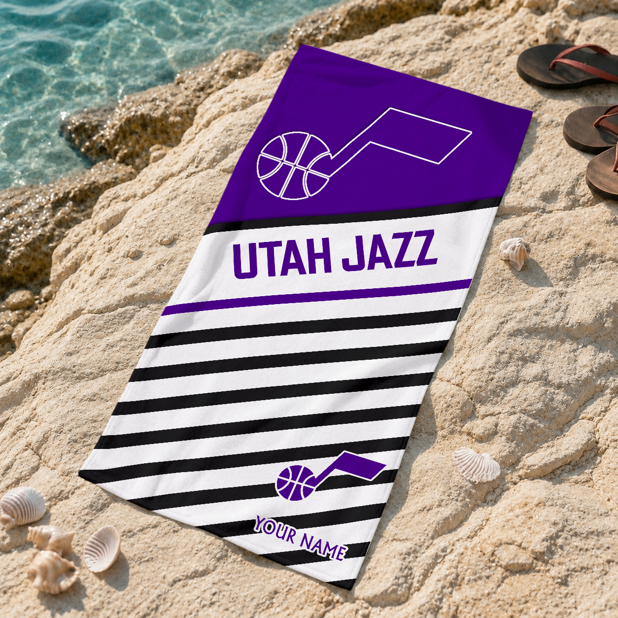 FINAL SALE - NEW CUSTOMIZED NBA29 UJZ UTAH JAZZ BEACH TOWEL FOR FAN