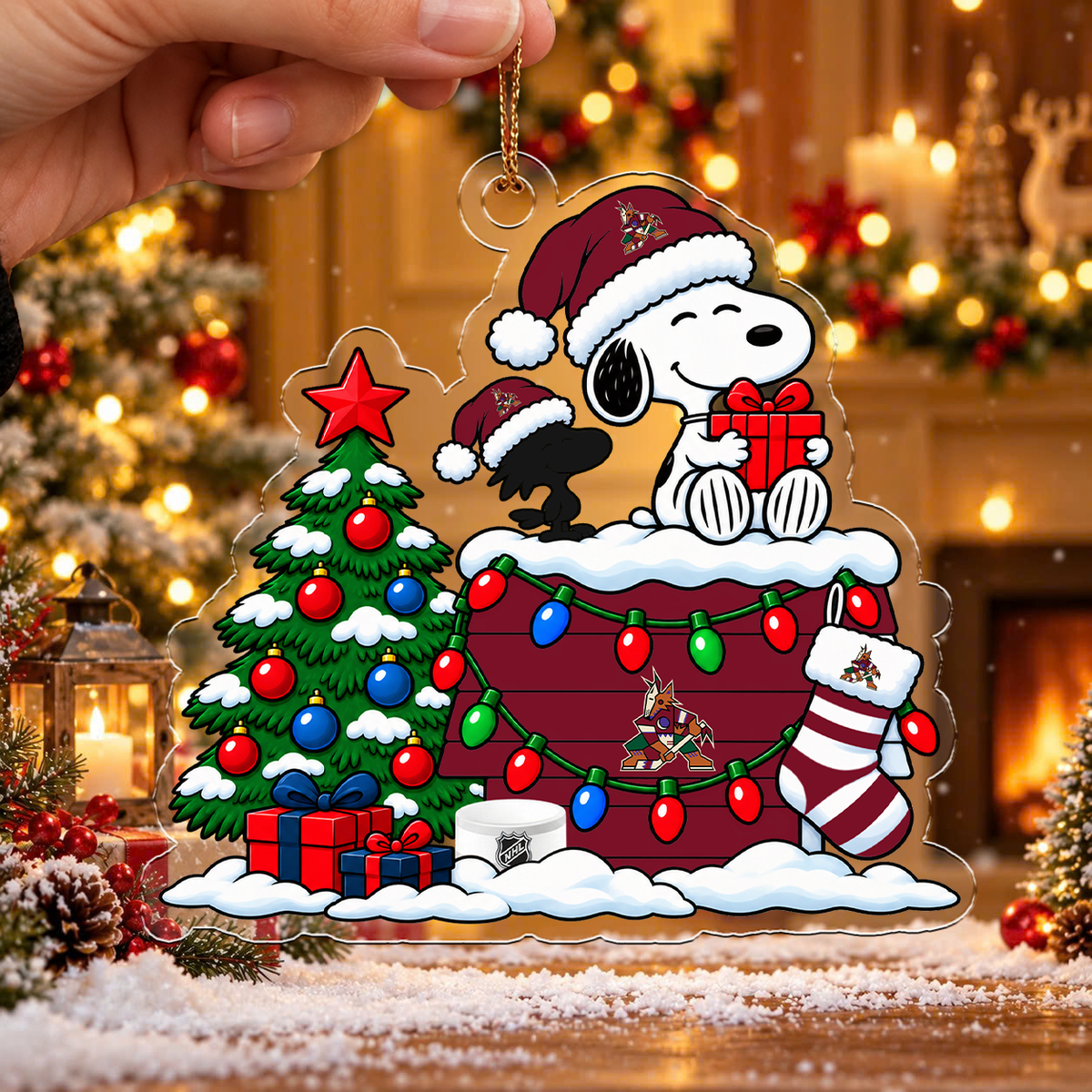 FLASH SALE - NEW CUSTOMIZED NHL30 AZC ARIZONA COYOTES CHRISTMAS ACRYLIC ORNAMENT
