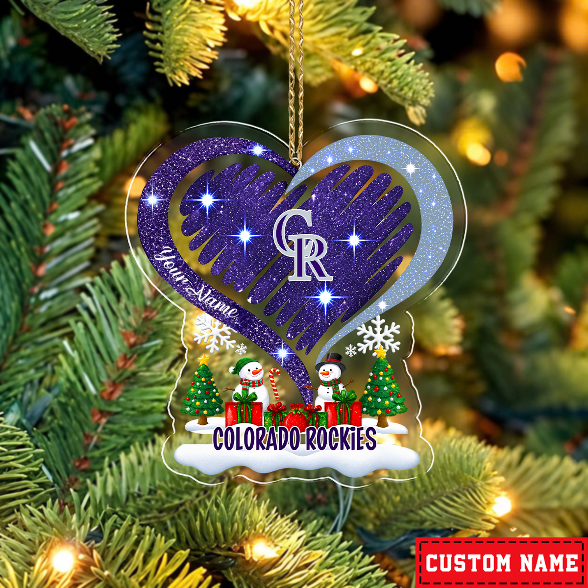 FINAL SALE - NEW CUSTOMIZED MLB30 COR COLORADO ROCKIES CHRISTMAS ACRYLIC ORNAMENT